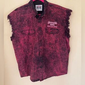 Sturgis Motorcycle Rally Magenta stonewashed cotton sleeveless cut-off shirt XL
